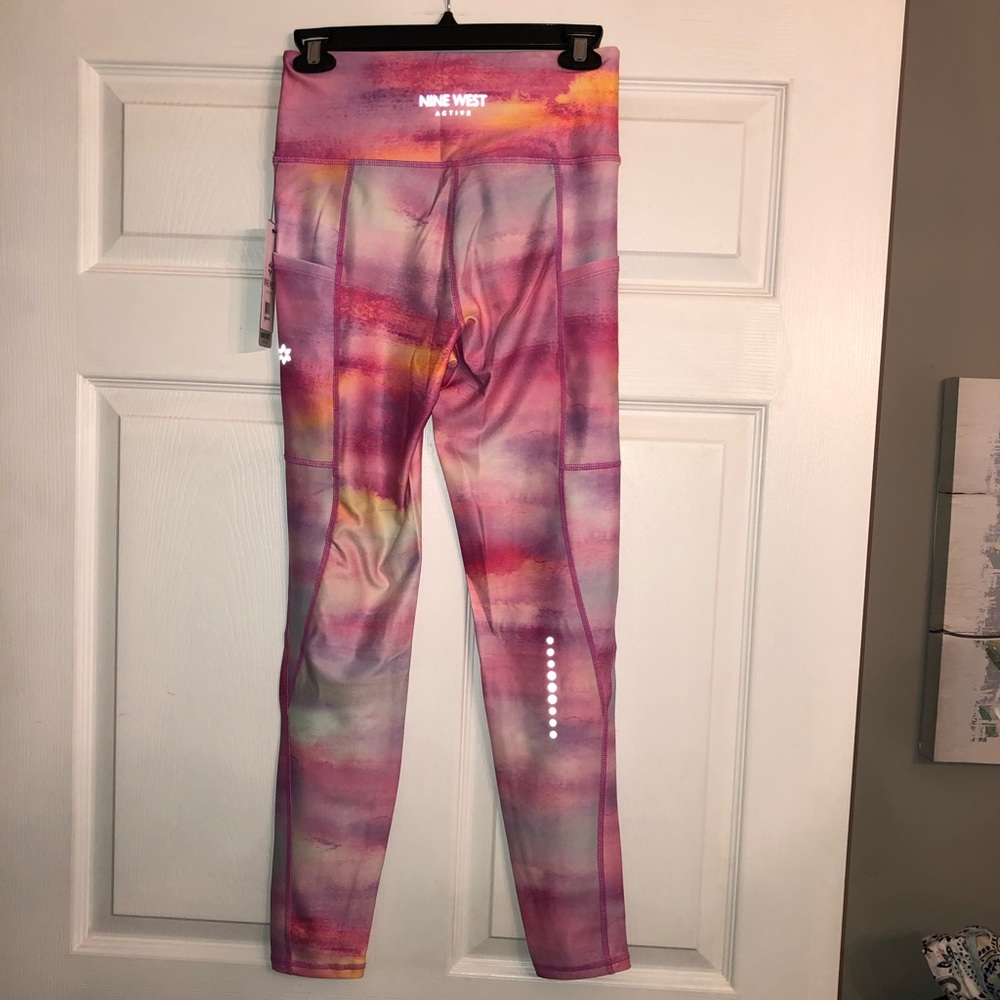 Nine West Pink & Orange Watercolor Leggings - Picture 5 of 6